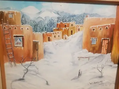 New Mexico O/c Painting Pueblo Dwellings L Windmuller-smyth Winter Taos Mountain • $69.99