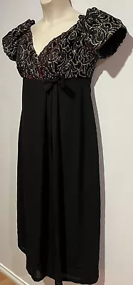 Black/ Gold/ Burgundy Long Dress/Lined/Zip/ Front Draped Size M GC • $29