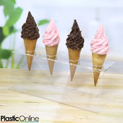 £14.95 • Buy Acrylic Ice Cream Cone Holder Counter Top Display Stand Perspex Rack Gelato