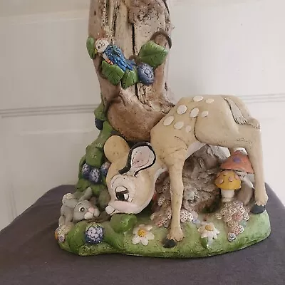 VTG JUTA SANGTHAWEEP Disney Bambi Thumper Cottage Core Chalkware Nursery Lamp '7 • $175