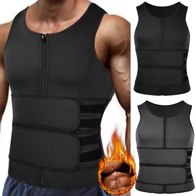 $12.99 • Buy Men Sweat Tank Top Sauna Suit Neoprene Vest Waist Trainer Body Shaper Gym Shirts