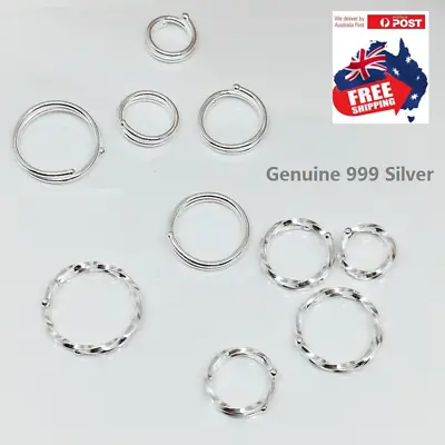 $5.99 • Buy Genuine 999 Silver Sleepers Double Earrings Ear Lip Nose Hoop Ring Body Piercing