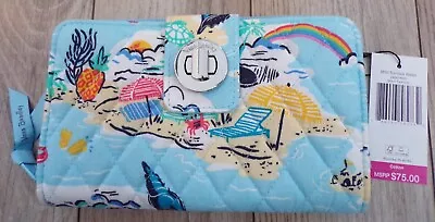 Nwt New Vera Bradley Rfid Turnlock Wallet Beach Treasures Blue Multi $75.00 • $12.50