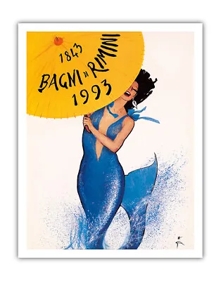 Rimini Italy - Mermaid - Vintage Travel Poster By René Gruau 1993 • $12.98