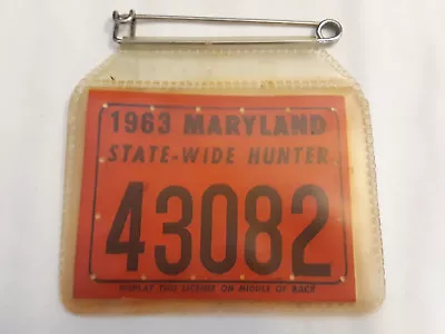 Vtg Collectible 1963 Maryland State Wide Hunter Hunting License With Holder  • $29.95