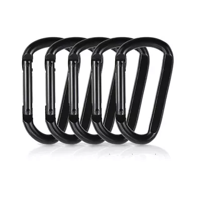 20x Mini Black Carabiners Spring Clip Hook Keychain Key D Ring Hiking Small • $10.95