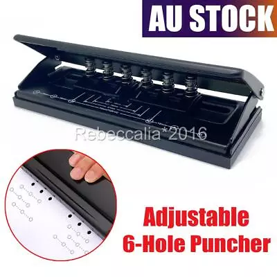 Adjustable 6-Hole Punch Loose-Leaf Puncher Paper Stapler For Home Office Tool OZ • $25.89