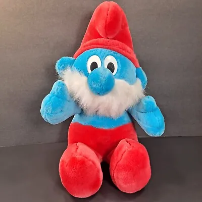 VTG Papa Smurf Musical 12  Plush Works Peyo Tummy Huggin Plays Theme Music 1996  • $14.95