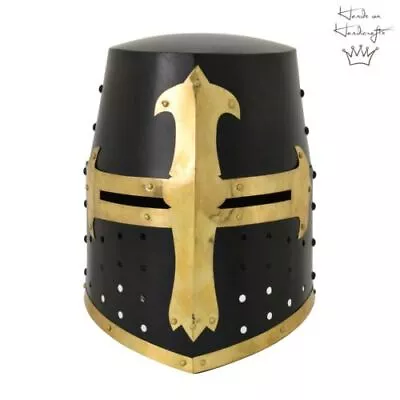 Medieval Knight Roman Armor Black Steel Templar Norman Crusader Helmet Replica  • $107.01