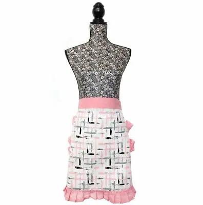 £6.95 • Buy Vintage Retro Style 50's Inspired Pink Pinny Cooking Waist Kitchen Apron