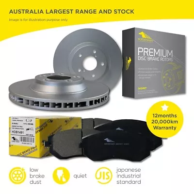 Front Brake Pads + 2 X Premium Brake Disc Rotors Set For Ford Falcon BA BF FG • $135