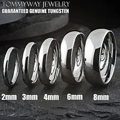 Tungsten Carbide Silver Polished Plain Wedding Band Ring 2mm 3mm 4mm 6mm 8mm • $14.99