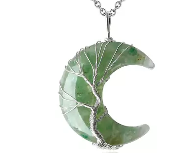 Emerald CLR Moon Necklace W/Sterling Silver 925 Chain Jewelry Fashion Gift New • $21.99