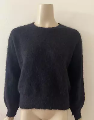 COUNTRY ROAD Black Fluffy Mohair Blend Jumper XS • $49