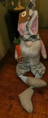 Mud Pie Dangle Leg GNOME Easter Bunny Carrot Sitting Rabbit Mudpie NEW • $22.99