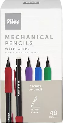 Brand New Office Depot Mechanical Pencils With Grips 48 Count Pkg 0.7mm #2 Lead • $7.99