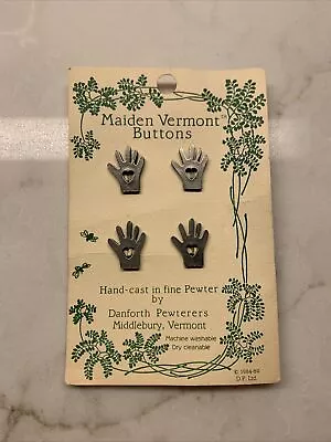 4 Vintage Danforth Pewter Maiden Vermont Heart In Hand Buttons 1984-89 • $9.99