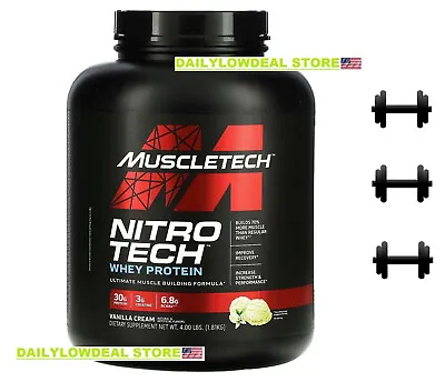 Muscletech NitroTech Whey Peptides & Isolate Primary Vanilla  4 LB EXP: 04/2025 • $64.95