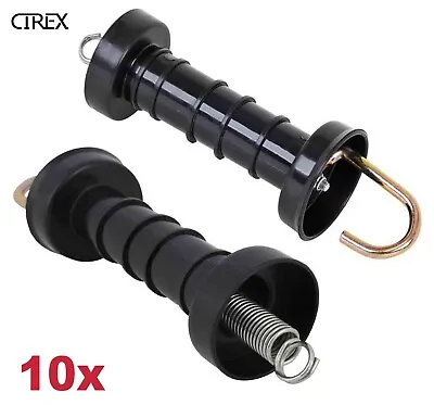 10x Electric Fence Gate Handle Compact Insulated Spring Handles With Hook Black  • $23.78