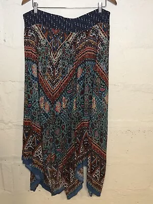 Bila Skirt Womens XL Navy Boho Gypsy Floral Paisley Festive Asymmetrical Maxi • $21