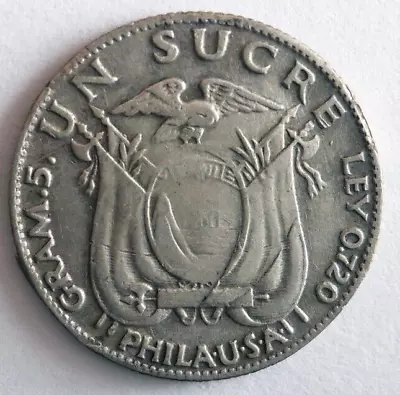 1928 ECUADOR SUCRE - Uncommon Vintage Silver Coin - Lot #A11 • $8