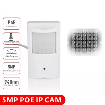 5MP IP IR POE Spy Nanny Hidden PIR Motion Detector Sensor HD Camera O-VIF AUDIO • $57.59