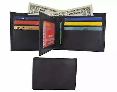 Black Mens Leather Bifold Credit/ID Card Holder Slim Wallet Money Purse Billfold • $10.99