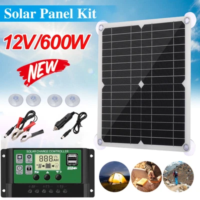 £19.58 • Buy 600W Solar Panel Kit Battery Charger + 100A Controller For Car Van Caravan Boat
