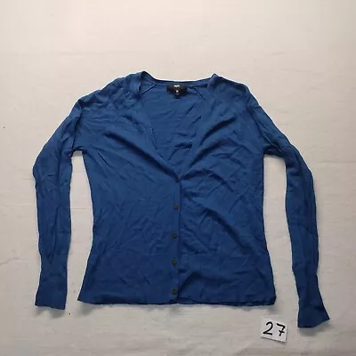 Mossimo Solid Blue Cardigan Button Up 48% Rayon Adult Women's Size M Medium • $10