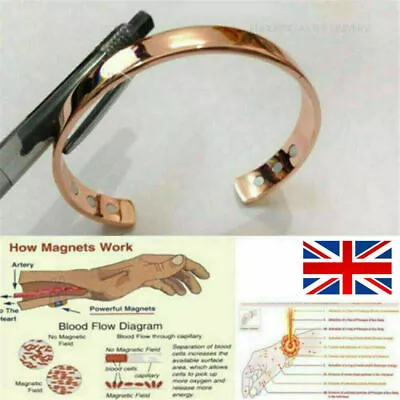 Pure Copper Bracelet Magnetic Arthritis Therapy Energy Healing Pain Relief Tools • £4.67