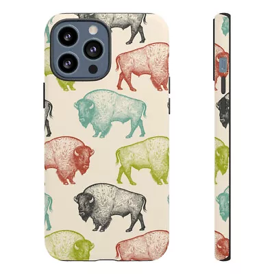 Buffalo Print Phone Case - Bison Pattern Multicolor Western Matte Finish  • $29.99