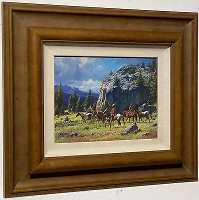 WARRIORS QUEST  Martin Grelle CANVAS Framed S/N LE W/coa Western Cowboy Art • $169.99