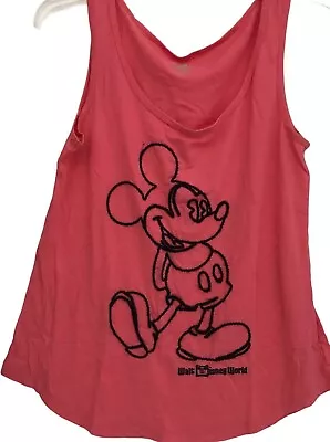 Disney Parks Embroidered Mickey Mouse Rope Outline Red Tank Size XS • $9.99