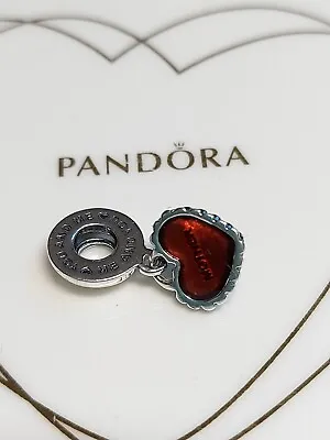 Genuine Pandora Silver Red ❤️ Heart Enamel Dangly  Mother  Charm S925 ALE • £12