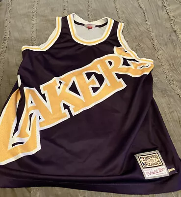 LOS ANGELES LAKERS Basketball Mitchell & Ness LARGE Jersey NBA Purple FREE SHIP • $30.59