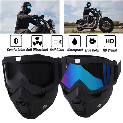 Detachable Motorcycle Goggles Motocross Racing Off Road Face Mask Shield Eyewear • $12.52