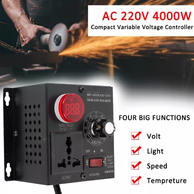 AC 220V Governor 4000W Motor Speed Controller Fan Variable Speed Controller` • £20.63