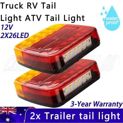 $15.90 • Buy Tail Lights Pair 12V LED Square Trailer Truck Boat Number Taillight Marine Light