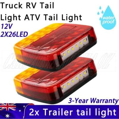 $15.90 • Buy Tail Lights Pair 12V LED Square Trailer Truck Boat Number Taillight Marine Light
