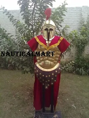 Medieval Brass 300 Spartan Set Muscle Armor Helmet W/Red Plume • $359