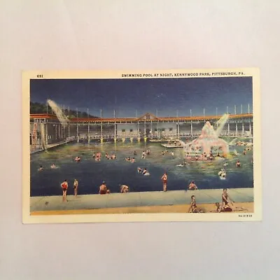 $12.99 • Buy Vintage Color Postcard Kennywood Park Swimming Pool At Night Pittsburgh PA