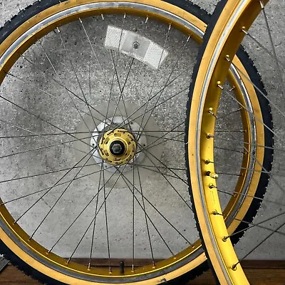 Ukai Gold 26  Wheel Set Gold SR  Hubs MTB ATB Old School BMX Klunker 1.75 80s • $449.99