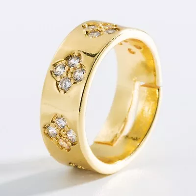 M&T 2007 Gold Plated Open Ring CZ Pave Adjustable Link Ring JWYS17 • $4.50