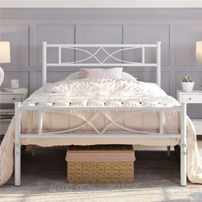 Single/Double/King Metal Bed Frames With Curved Design Headboard Black • £47.99