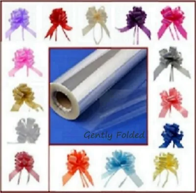 CLEAR CELLOPHANE GIFT WRAP HAMPER FATHER'S DAY Anniversary FLOWERS Birthday • £2.99