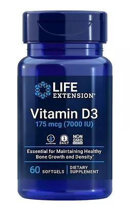 Life Extension Vitamin D 3 7000 IU 60 Softgel. Exp 03/2025 • $9.99