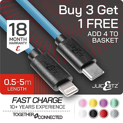 JuicEBitz® Long USB C Type C Fast Charger Cable For IPhone 14 13 12 11 XR XS 8 • £8.39