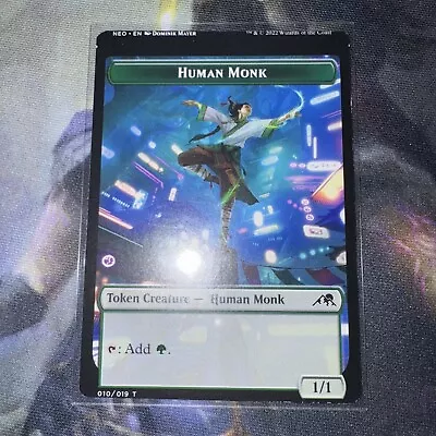 Mtg Human Monk Token NEO - Misprint - Miscut Magic The Gathering- Mtg Card Mint • $14