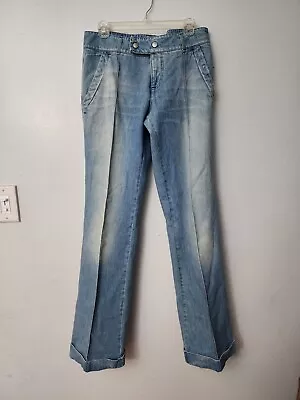 VINTAGE Miss Sixty Jeans Women 30 Blue Cuffed Bootcut Pleated Italy Y2K 90s • $249.95