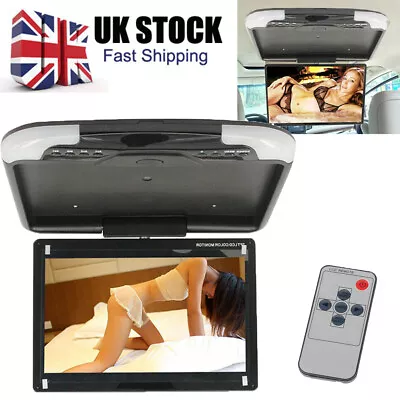 UK 13inch Car Ceiling Flip Down Roof Mount LED Digital Wide Screen Monitor Black • £68.99